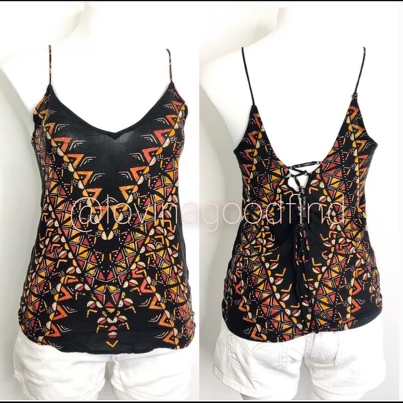 UO silence + noise black tribal lace up tank top! NWOT - Picture 5 of 12